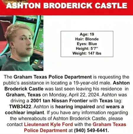 Ashton Broderick Castle missing poster